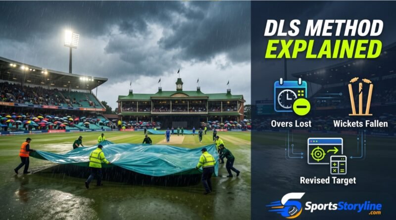Cricket match interrupted by rain, explaining the DLS method